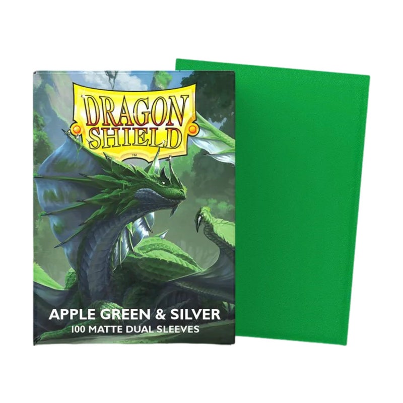 Dragon Shield | Matte Dual Standard Size Card Sleeves | 100ct - Smooth & Tough Premium TCG Sleeves - Compatible with Pokemon, One Piece, and Magic: The Gathering | Apple Green & Silver - Image 2