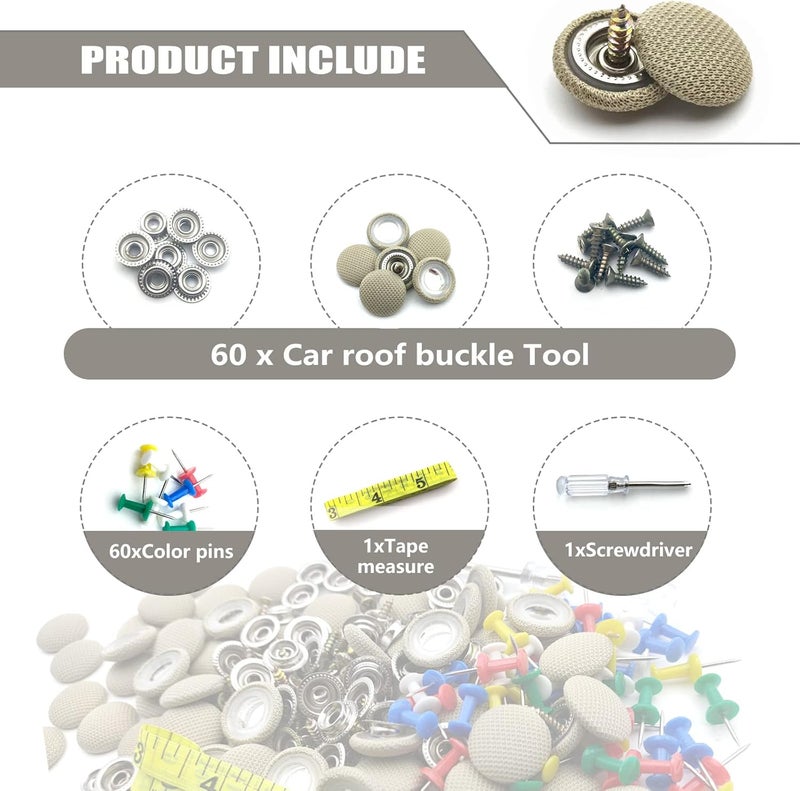 TEMI 60PCS Car Roof Headliner Repair Kit - Image 3