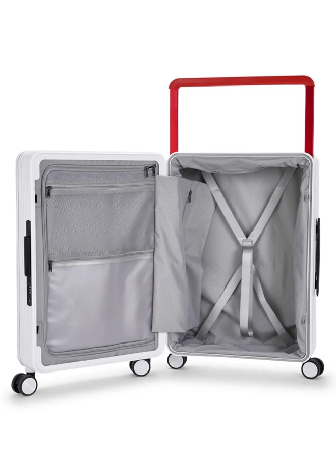 LIMRA Travel Bag From Limra It contains two compartments Made Of PC Luggage Trolley Size 24 inch Color White