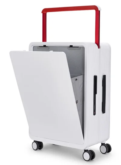LIMRA Travel Bag From Limra It contains two compartments Made Of PC Luggage Trolley Size 24 inch Color White