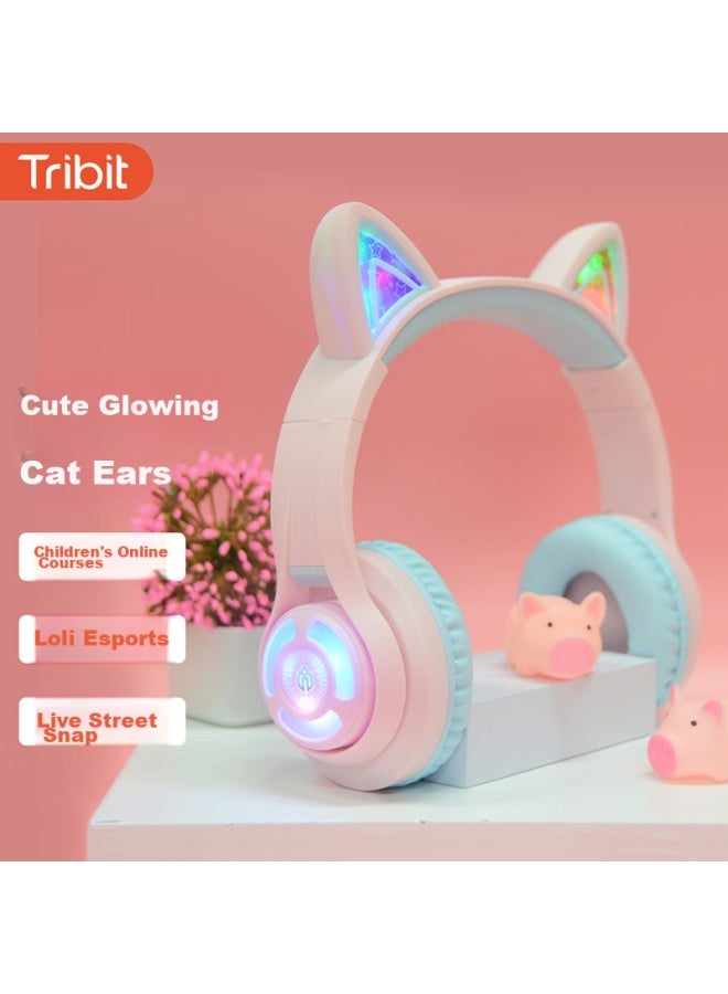 Tribit Wireless Bluetooth Headphones For Kids, Cute Light-up Music Earphones With Microphone, Low Noise, Pink, For Boys And Girls, Students, Cat Ears, Birthday And Children's Day Gifts - Image 5