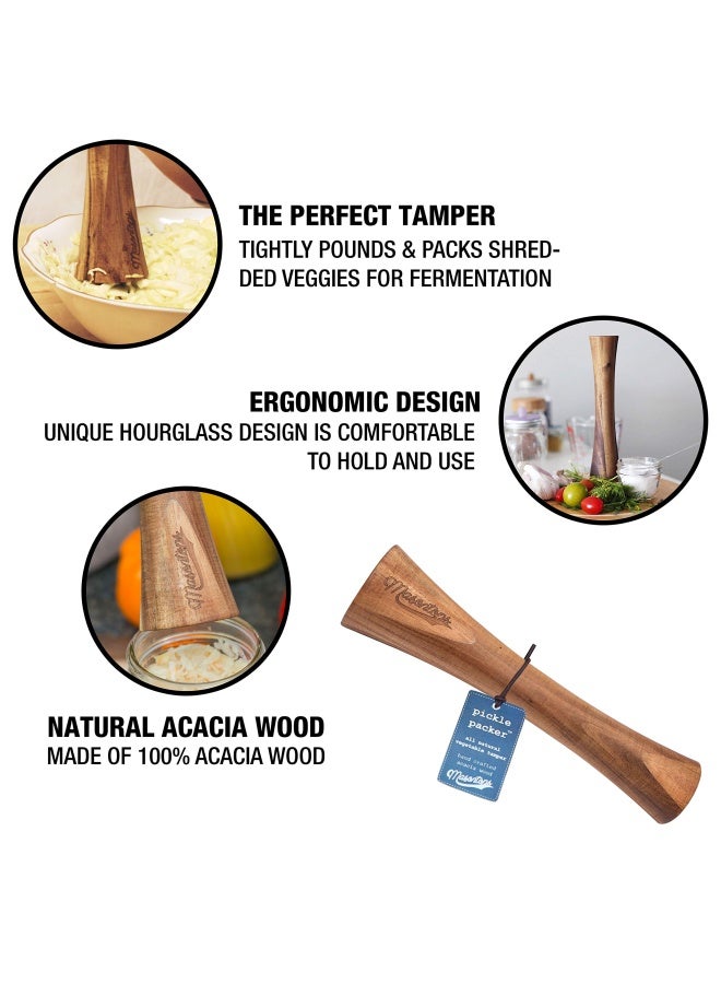 Masontops Pickle Packer Acacia Wood Vegetable Fermentation Tamper Cabbage Sauerkraut Pounder Fermenting Food Tool - Image 3