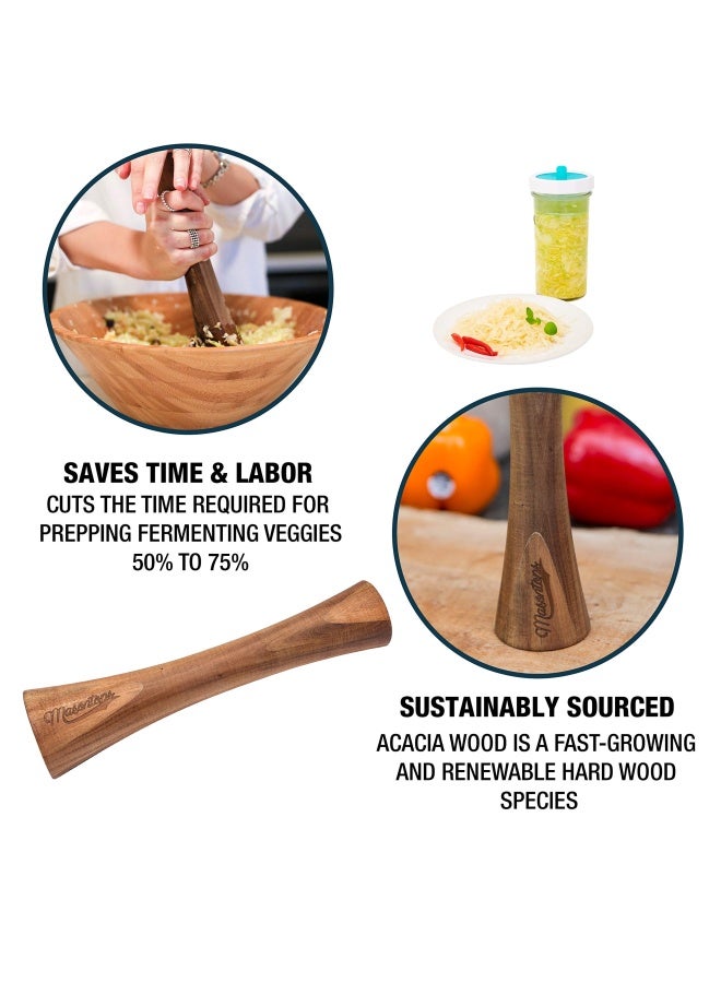 Masontops Pickle Packer Acacia Wood Vegetable Fermentation Tamper Cabbage Sauerkraut Pounder Fermenting Food Tool - Image 4