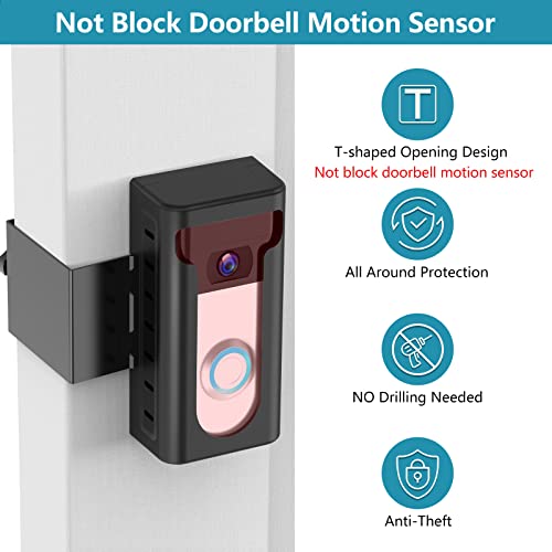 KIMILAR 2024 Upgrade Anti-Theft Video Doorbell Mount, Not Block Doorbell Motion Sensor, Adjustable No-Drill Mounting Bracket Wedge Holder Accessories for Home Rentals Office, Not for Security Door - Image 4