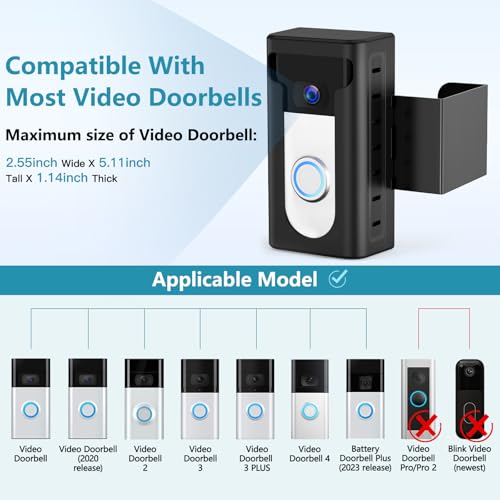 KIMILAR 2024 Upgrade Anti-Theft Video Doorbell Mount, Not Block Doorbell Motion Sensor, Adjustable No-Drill Mounting Bracket Wedge Holder Accessories for Home Rentals Office, Not for Security Door - Image 2