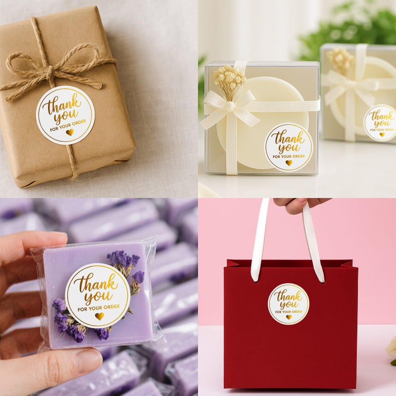 FEELOVE 1.5" Gold Thank You Stickers, 200 Pcs Self-Adhesive Thank You for Your Order Stickers for Packaging, Envelope Seals, Small Business - Image 5