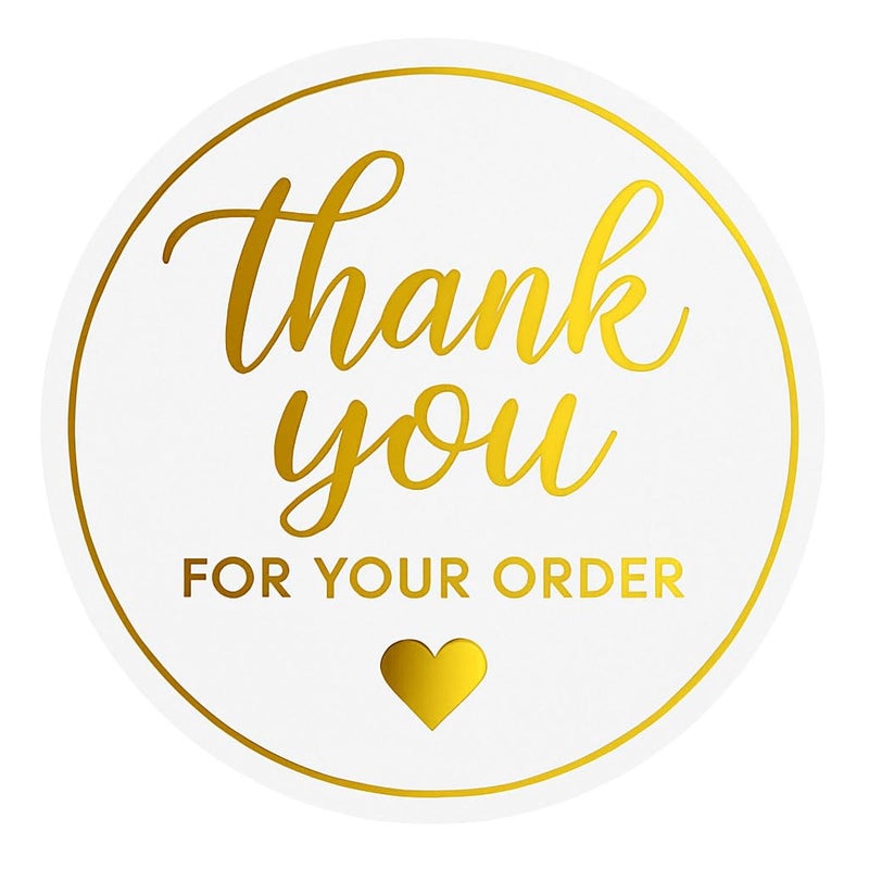 FEELOVE 1.5" Gold Thank You Stickers, 200 Pcs Self-Adhesive Thank You for Your Order Stickers for Packaging, Envelope Seals, Small Business - Image 1