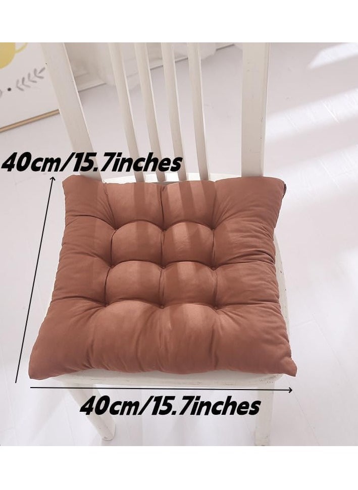 Generic Thicken Chair Cushion Solid Chair Seat Cushion Chair Pad Pillow Seat Soft Tatami Floor Cushion For Yoga Meditation Living Room Balcony Office Outdoor (Light Brown 40 X 40 Cm)  - Image 2
