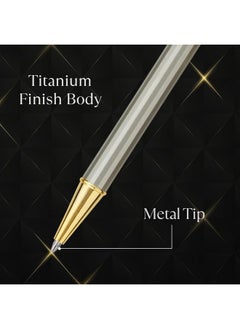 pierre cardin Jewel Titanium Premium Ball Pen With Twist Mechanism | Crystal Studded Stone On Top | Ideal For Christmas, New Year & Corporate Gifting  - Image 3