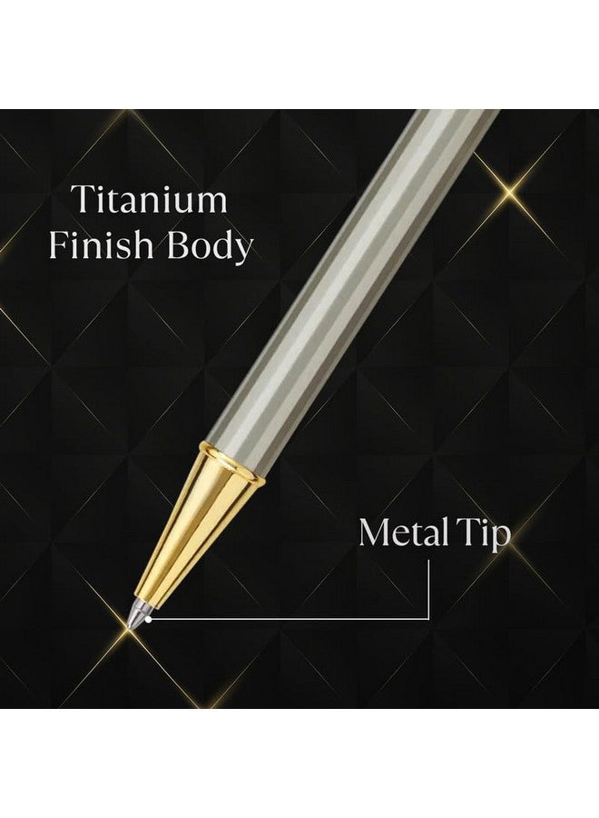 pierre cardin Jewel Titanium Premium Ball Pen With Twist Mechanism | Crystal Studded Stone On Top | Ideal For Christmas, New Year & Corporate Gifting - Image 3