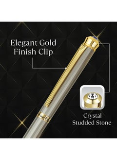 pierre cardin Jewel Titanium Premium Ball Pen With Twist Mechanism | Crystal Studded Stone On Top | Ideal For Christmas, New Year & Corporate Gifting  - Image 5