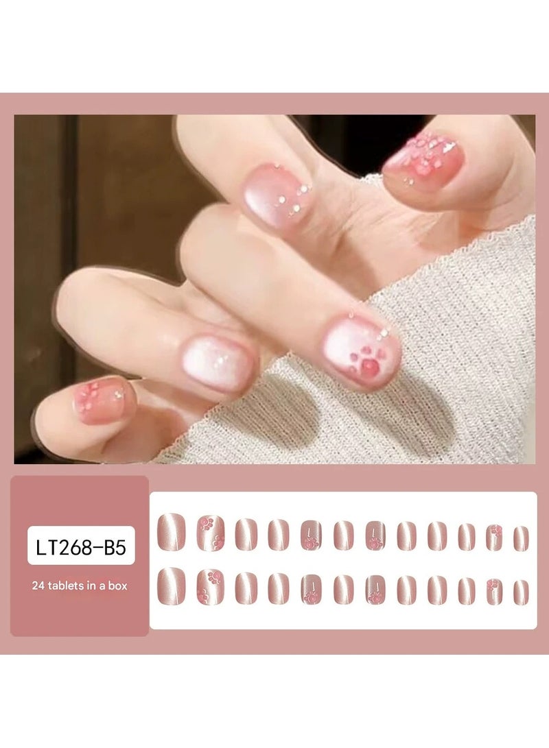 Goolsky Handmade Press On Nails – Silver Glitter Butterfly 3D Design Reusable Fake Nail Tips, 24pcs Sparkling, Party/Daily Wear - Image 1