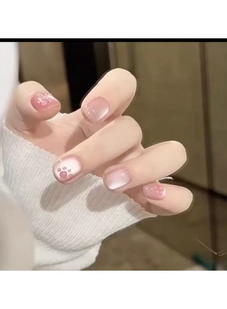 Goolsky Handmade Press On Nails – Silver Glitter Butterfly 3D Design Reusable Fake Nail Tips, 24pcs Sparkling, Party/Daily Wear - Image 2