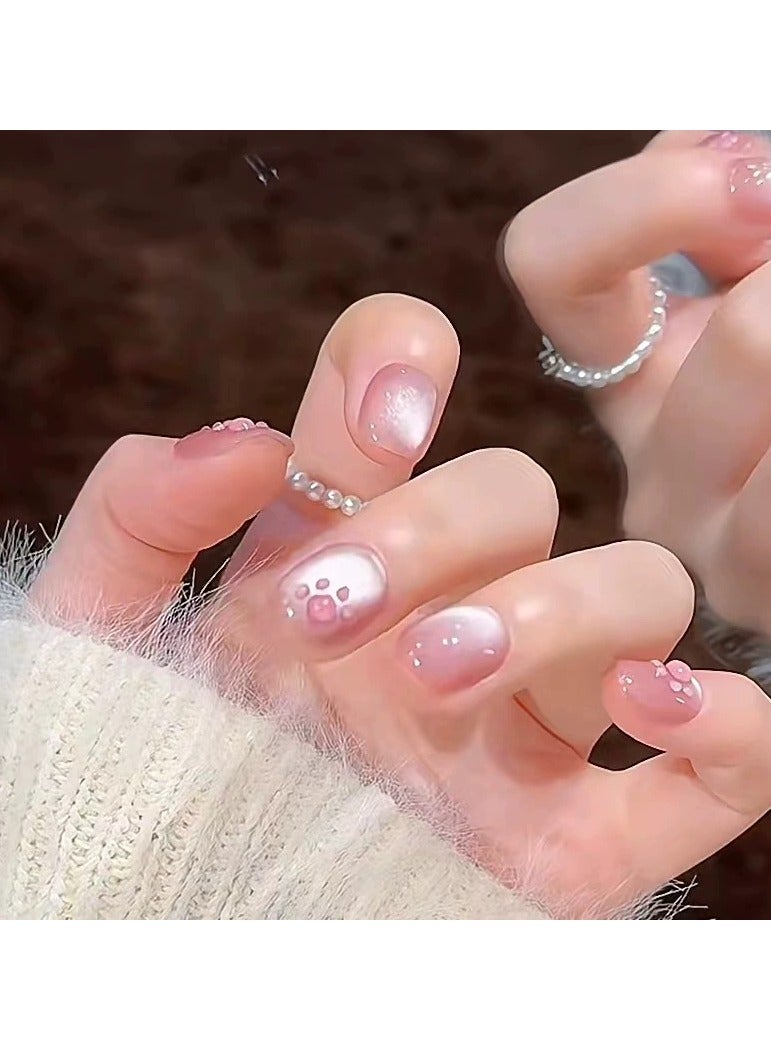 Goolsky Handmade Press On Nails – Silver Glitter Butterfly 3D Design Reusable Fake Nail Tips, 24pcs Sparkling, Party/Daily Wear - Image 3