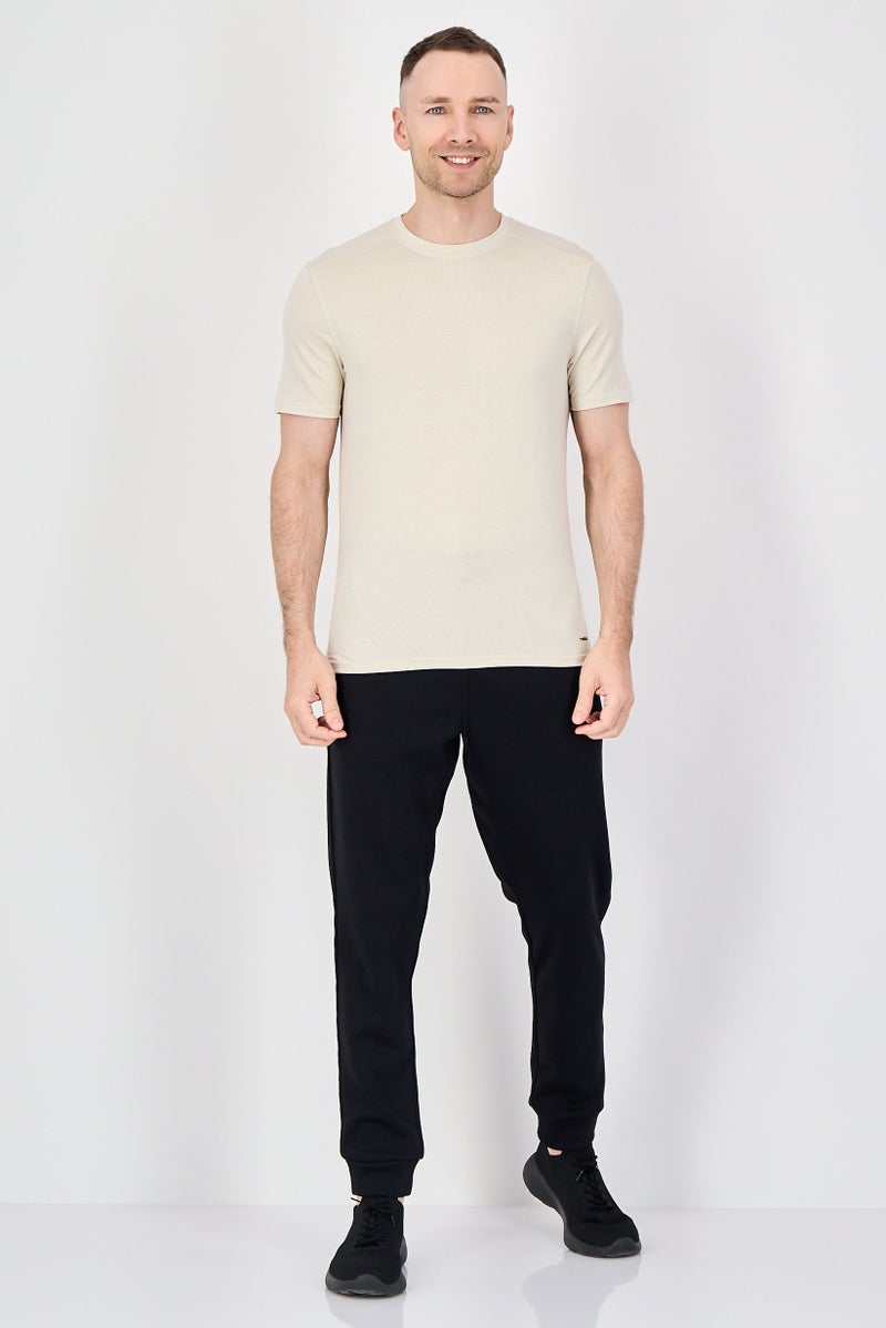 MOTION Men Sportswear Fit Short Sleeve Training T-Shirt, Beige - Image 4