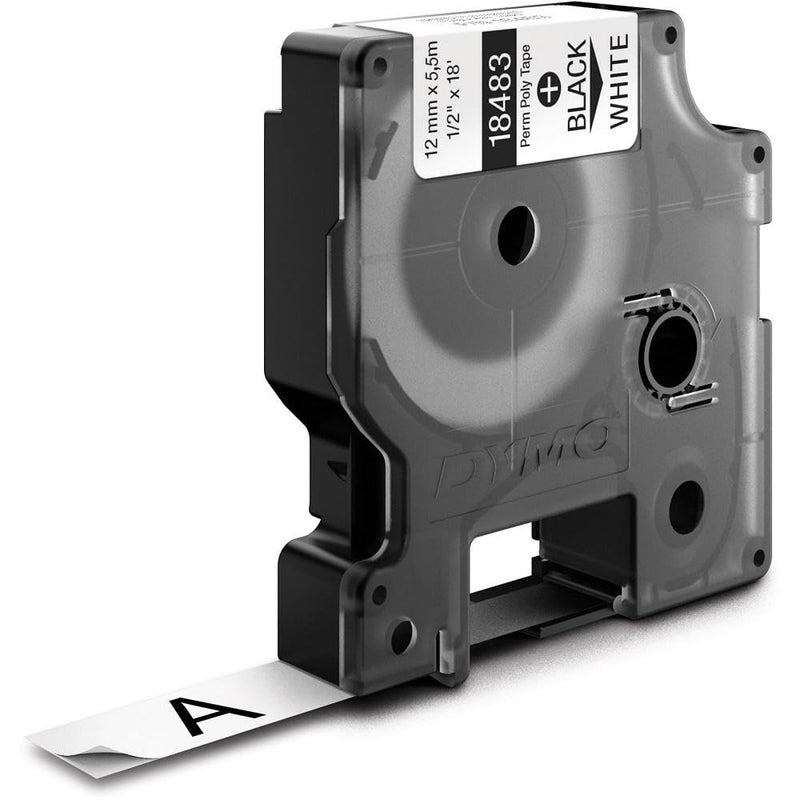 DYMO Rhino Industrial Permanent Polyester Labels, 1/2", Black Print on White Tape