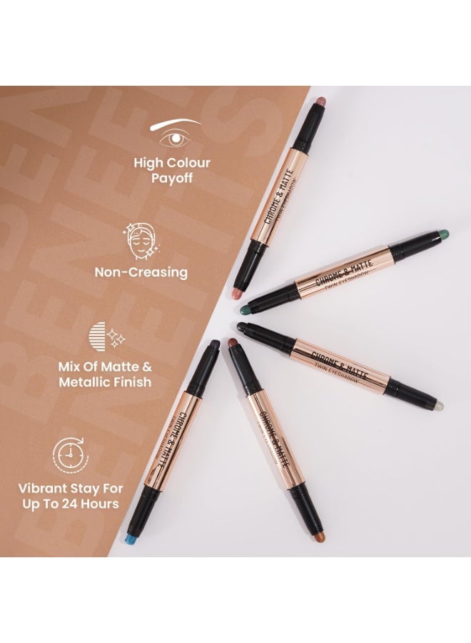Swiss Beauty Chrome & Matte Twin Eyeshadow Stick | Mix of Matte and Shimmer | Easy to blend, non creasing eyeshadow | 24 Hour Stay | Shade- Cinnamon Crush, 2g - Image 3