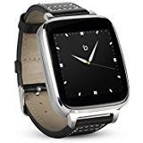 Beantech Silver Engage Plus Smartwatch for iOS and Android with 8GB of Music Storage and Leather Strap, Light Silver