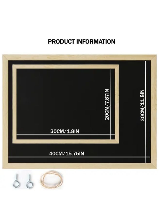 15.75 × 11.8 بوصة لوح طباشيري خشبي مع إطار، لوح أسود قابل للتعليق على الطراز الريفي - Image 5