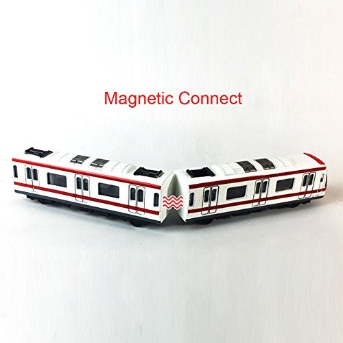 VANTIYAUS Train Modle, 4pcs Car Set Alloy City Rail Subway Train Model,1/64 Scale Alloy Subway/Car Model, Red White - Image 5