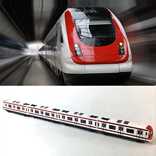 VANTIYAUS Train Modle, 4pcs Car Set Alloy City Rail Subway Train Model,1/64 Scale Alloy Subway/Car Model, Red White - Image 3