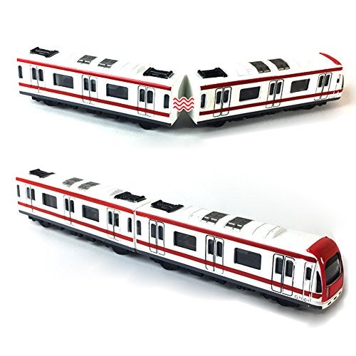 VANTIYAUS Train Modle, 4pcs Car Set Alloy City Rail Subway Train Model,1/64 Scale Alloy Subway/Car Model, Red White - Image 2