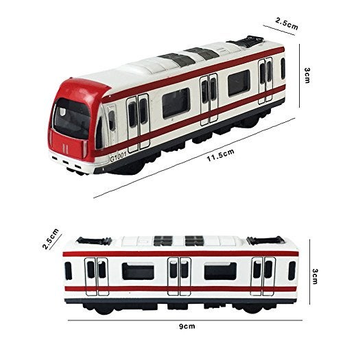 VANTIYAUS Train Modle, 4pcs Car Set Alloy City Rail Subway Train Model,1/64 Scale Alloy Subway/Car Model, Red White - Image 4
