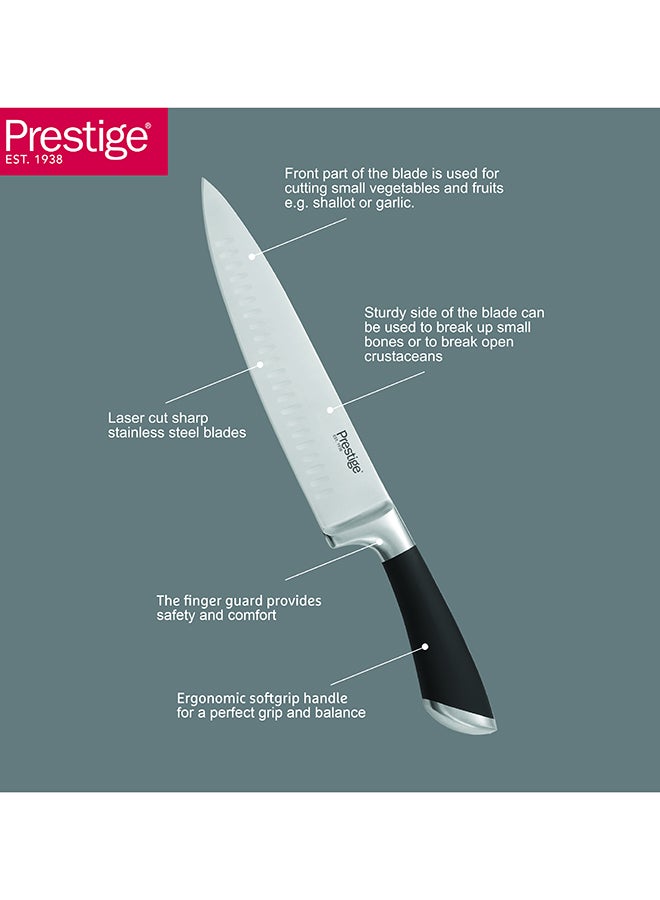 Prestige Deko 6.5'' (17.5 Cm) Santoku Knife | Rust Free Stainless Steel Blade - Pr57541 Silver - Image 4