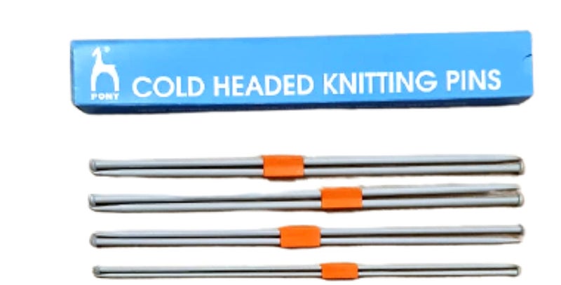 PONY Cold Headed Knitting pins/Knitting Needles, Single Point Round Knob Aluminium (Length 25cm) - Image 2