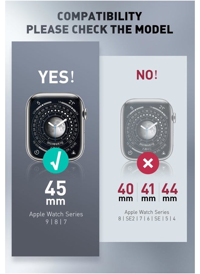 I-blason for Apple Watch Series 9/8/7 Band 45mm with 2 Pack Hard Cases [Built-in Tempered Glass Screen Protector], Sports Shockproof Breathable TPU iWatch Band for Apple Watch 9/8/7 [45mm], Black  - Image 2