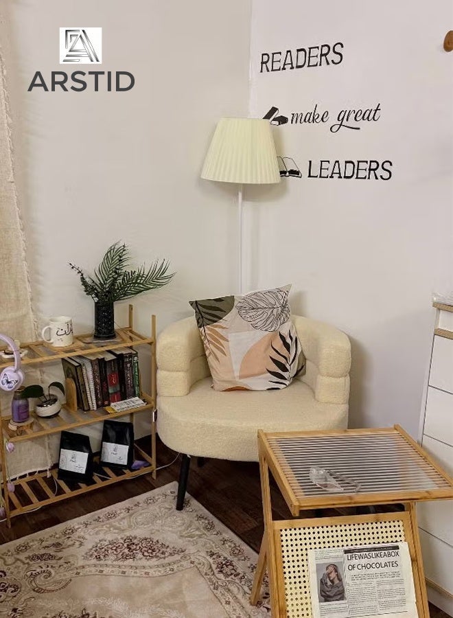 ARSTID Cozy Boucle Accent Chair with Double-Layer Curved Backrest for Bedroom - Image 2