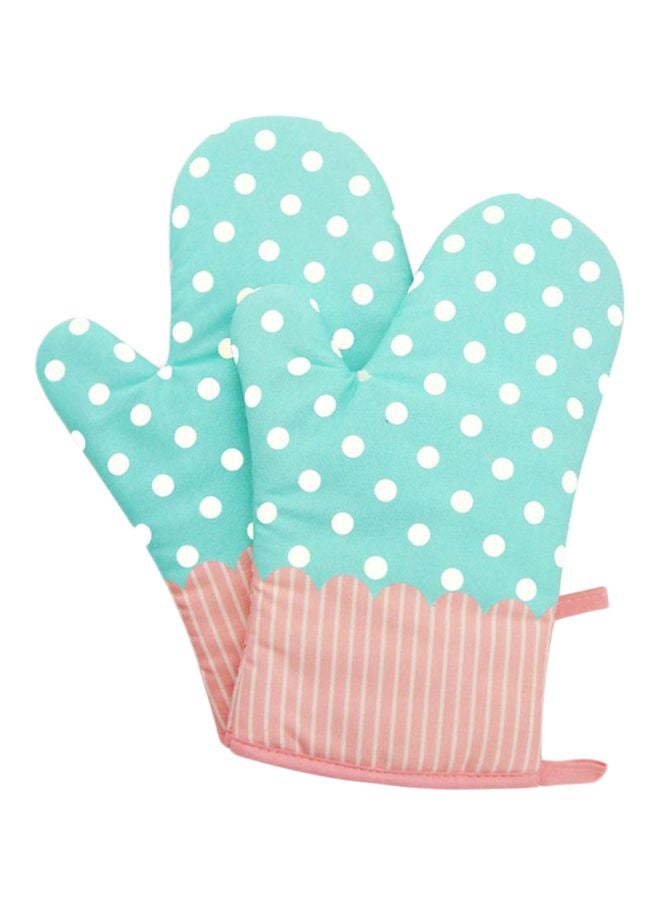 Anti Steam Oven Glove Blue/Pink/White 18x28cm - Image 1