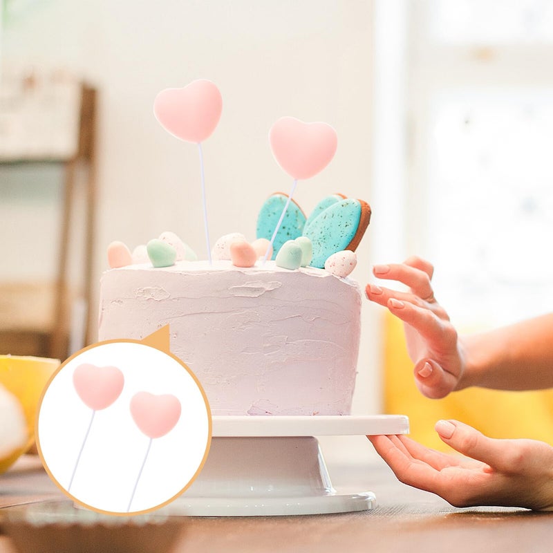 Pink Large 3D Soft Silicone Heart Cake Toppers Set for Birthday Party Bridal Shower Cupcake Decoration - Image 3