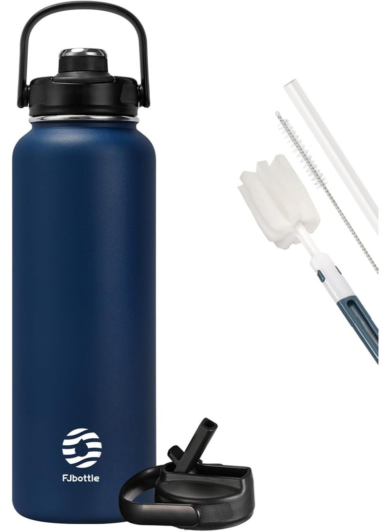 Fjbottle Stainless Steel Water Bottle with Straw  1200 ml - 2 x Lids BPA-Free Water Bottle Leak-Proof Sports Bicycle Thermal Flask for Fizz, School, Fitness - Image 1