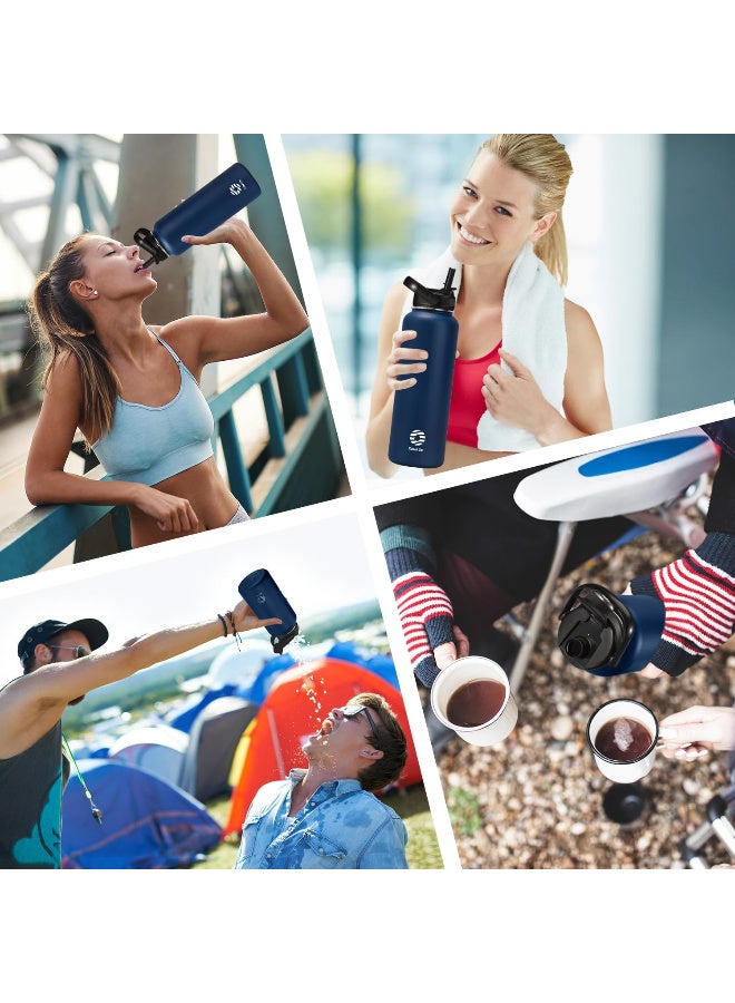 Fjbottle Stainless Steel Water Bottle with Straw  1200 ml - 2 x Lids BPA-Free Water Bottle Leak-Proof Sports Bicycle Thermal Flask for Fizz, School, Fitness - Image 5