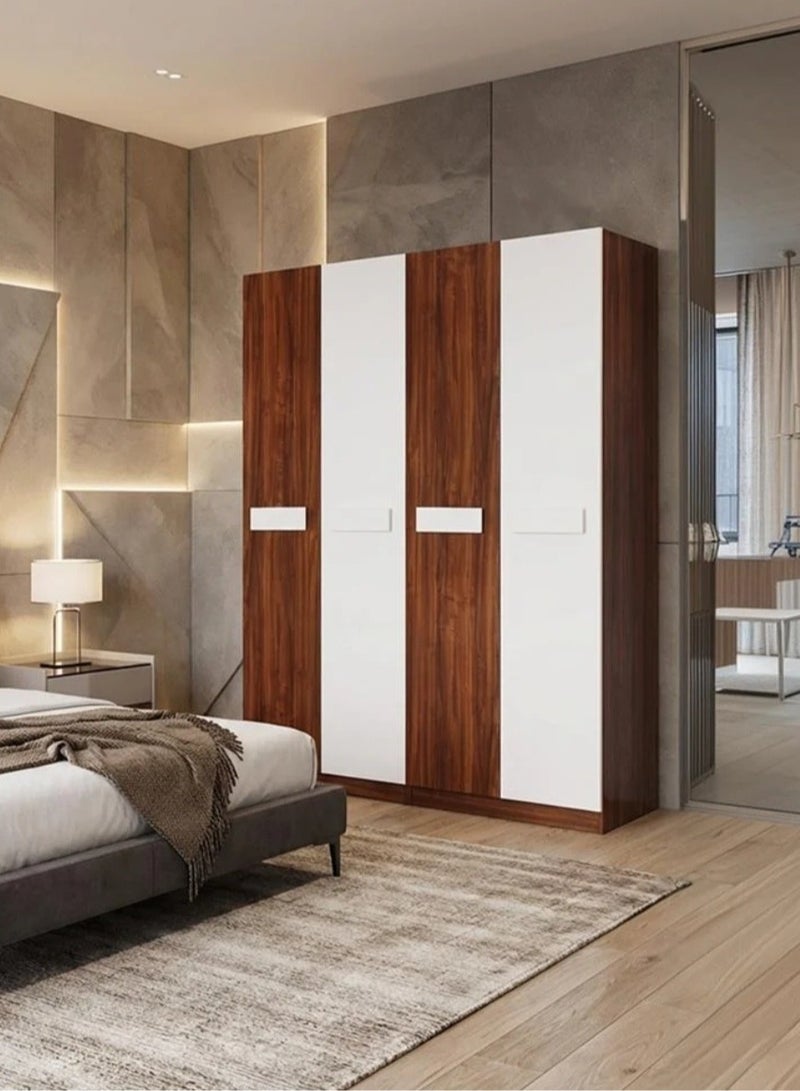 Concent Modern Wooden Wardrobe 4 Doors, Modern Design Brown & White - - Image 4