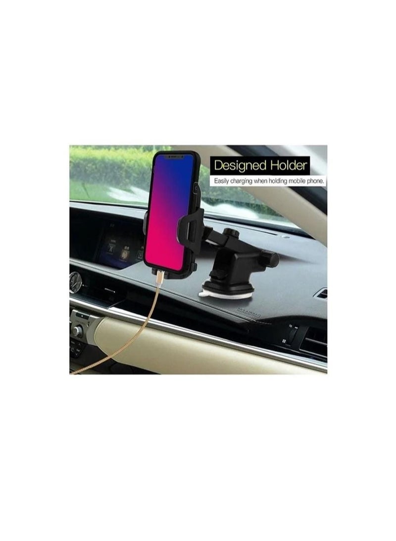 FONENG Universal Adjustable Car Phone Holder with Suction Cup and 360° Rotation - Black - Image 2