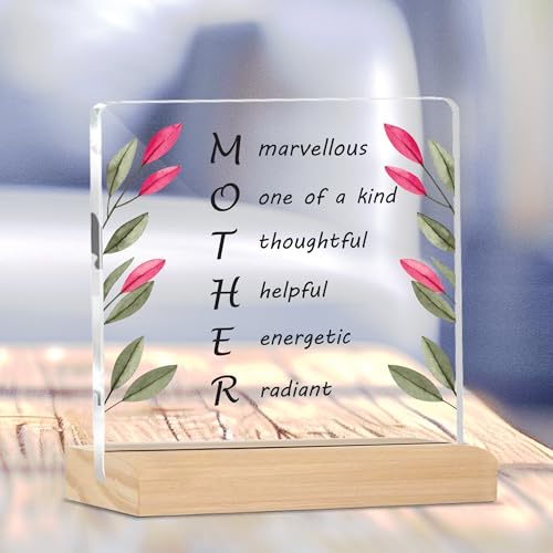 Giftplease Sign Marvellous Mother Plaque with Wood Stand Gift for Mom Home Office Desk Decor | (4 X 4 Inches) MP_05 - Image 2