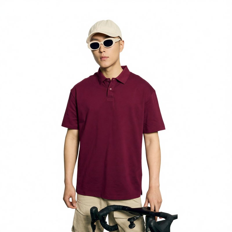 Men's Heavyweight Polo Shirt with Collar Summer Breathable Casual Top