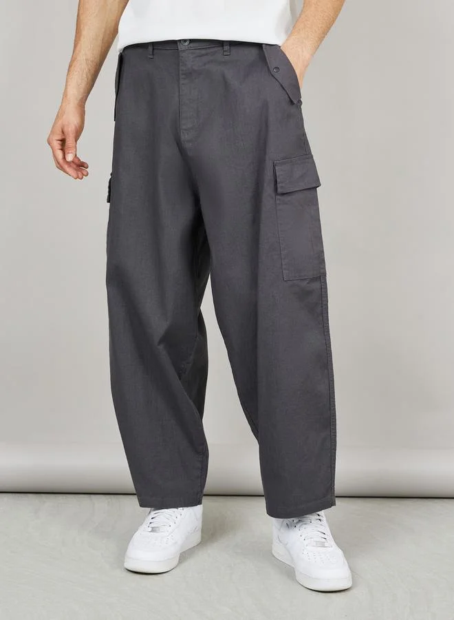 Styli Cotton Slub Oversized Cargo Pants