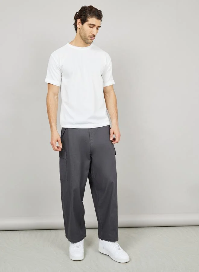 Styli Cotton Slub Oversized Cargo Pants