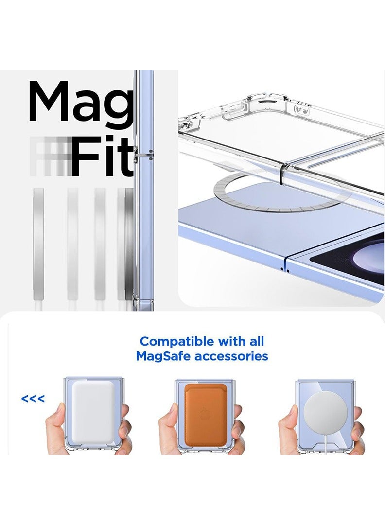 Theodor Magnetic Case for Samsung Galaxy Z Flip 5 Compatible with MagSafe Wireless Charging Shockproof Phone Bumper Cover AntiScratch Clear Back (Clear)  - Image 2
