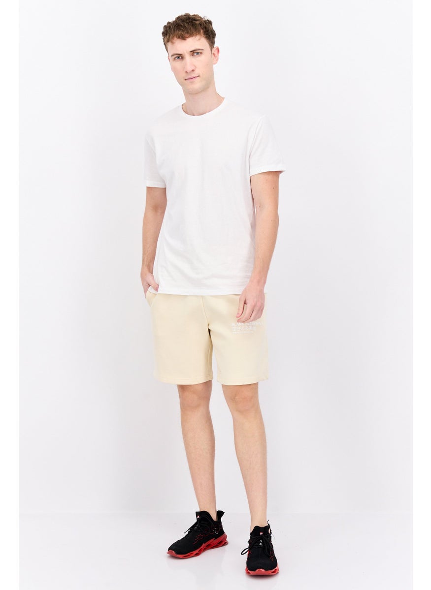 Blank Essentials - Men Brand Logo Basic Shorts, Beige - Image 1