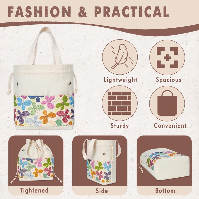 TOGETRUE Yarn Bag, Knitting Crochet Tote Bag, Yarn Storage Bags Organizer, Crochet Bags for Crocheting Project, Store Skein Ball, Short Knitting Needle (Butterfly) - Image 5