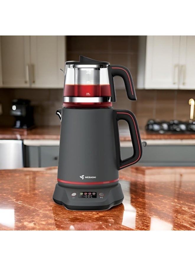 Mebashi Tea Maker, Digital Electric Kettle with Colorful Display, SUS304 Stainless Steel Body, 2L Kettle + 1L Teapot Capacity, Strix 13A Controller – ME-TM302GR, Gray - Image 2