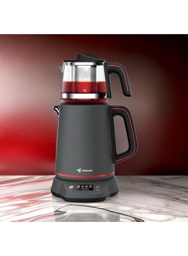 Mebashi Tea Maker, Digital Electric Kettle with Colorful Display, SUS304 Stainless Steel Body, 2L Kettle + 1L Teapot Capacity, Strix 13A Controller – ME-TM302GR, Gray - Image 5