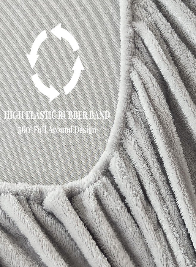 YIYEA Fleece Fitted Sheet Full Size, Ultra Soft Faux Fur Deep Pocket, Fluffy Plush Velvet for Fall Winter, Cozy Warmth and No Shedding, Light Grey - Image 4