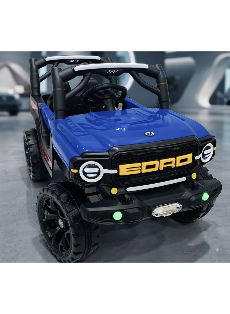 StarKids Large electric 4WD vehicle for children aged 2 to 5 – featuring a rugged Jeep-style design, dual 12V motors, suspension system, LED lights, remote control, and off-road wheels. - Image 1