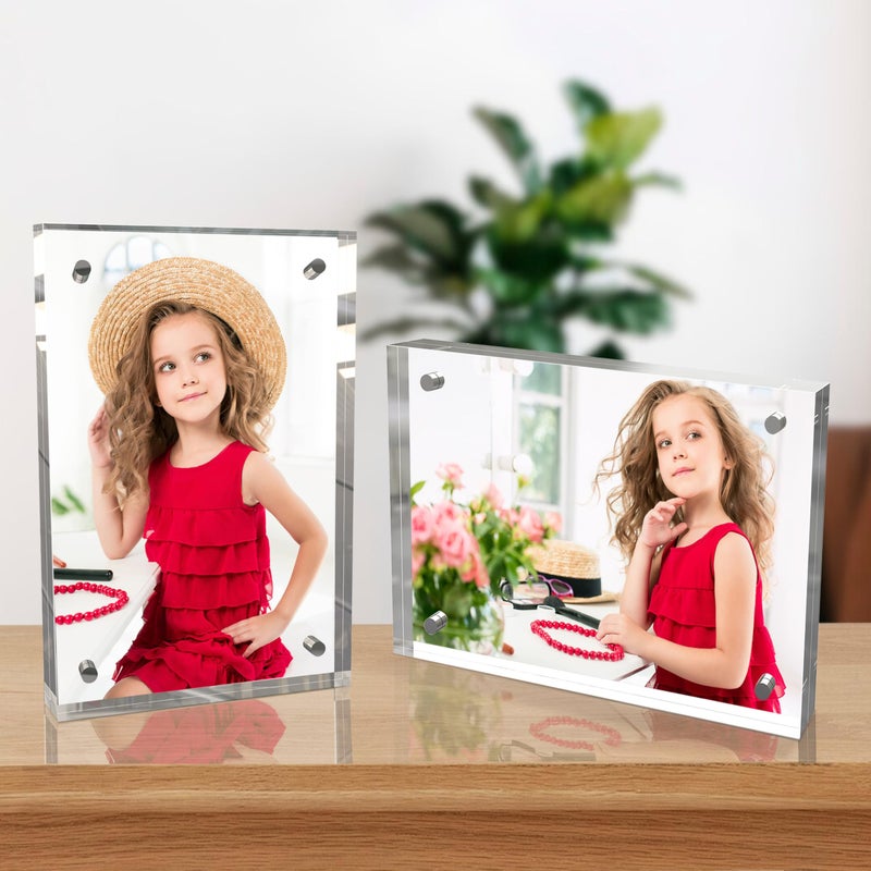 laapee 8x10 Inches Acrylic Picture Frames 3 Pack  Double Sided Magnetic Photo Frames Free Standing on Desk or Table Clear Picture Frames - Image 3
