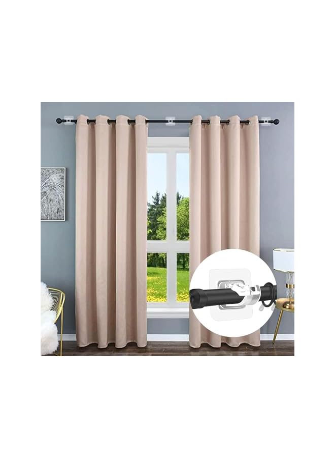 erorex No Drill Curtain Rod Brackets No Drilling Self Adhesive Curtain Rod Holder Hooks Nail Free Adjustable Curtain Rod Hooks Curtain Hangers for Bathroom Kitchen Home Bathroom and Hotel (Transparent)  - Image 2